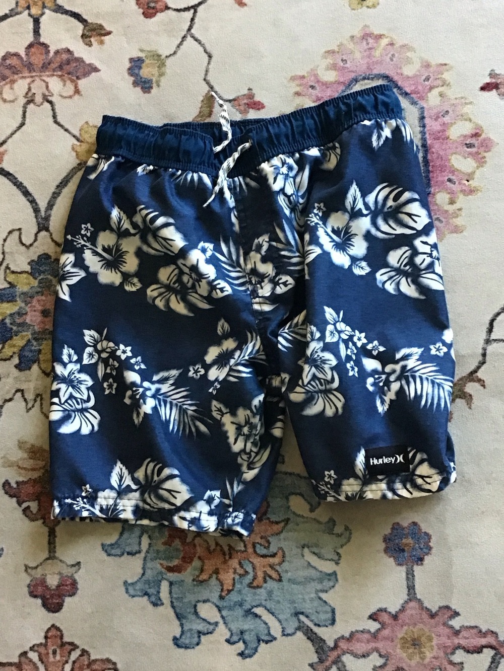 Hurley Navy Blue Floral Print Swim Shorts